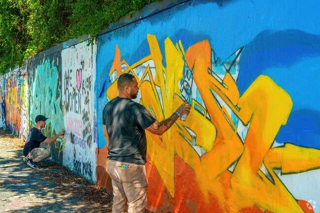 Minutes from Sugarfoot, the popular 34th Street Wall commonly features artists' work.