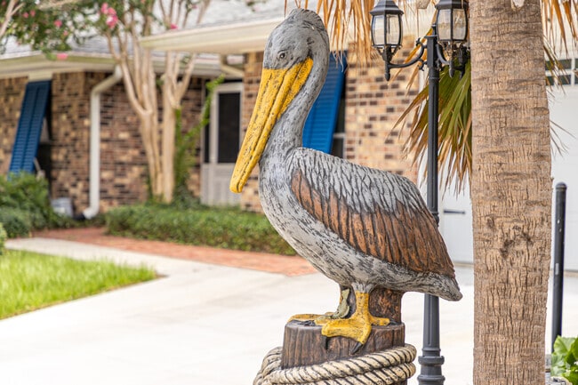 Pelican statues can be found throughout Eden Isle.