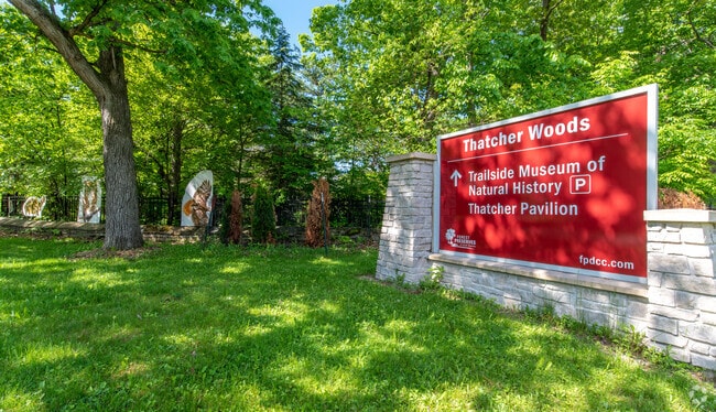 The Trailside Museum Entrance is one of the key parts of Thatcher Woods in River Forest.