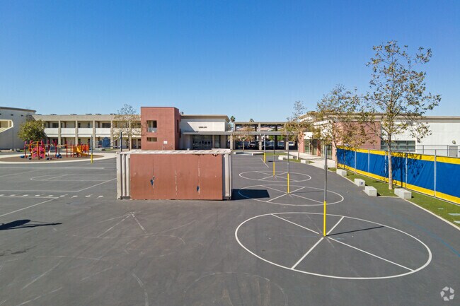 On the other side of the playground is a four-square court at Abraham Lincoln Elementary School.