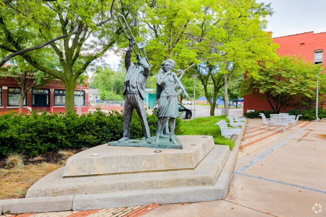 The Jazz Trio sculpture is a local tribute in Dreamland Plaza in the Conestoga Community.