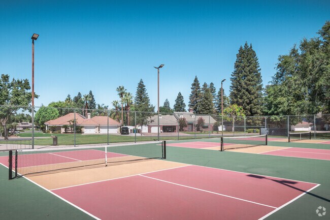 Meet a friend for a tennis match at Haggin Oaks Park in Bakersfield.