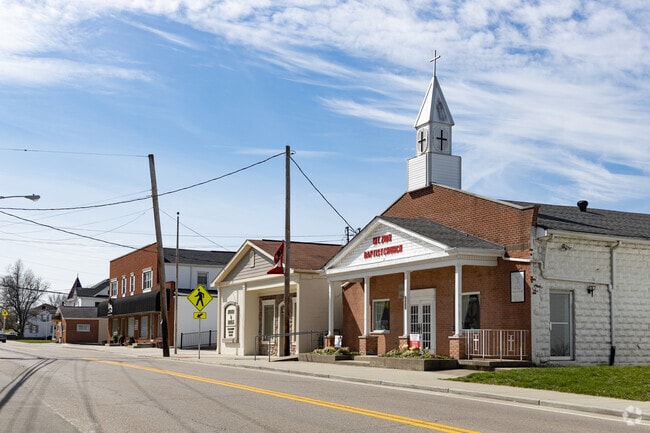 Downtown Independence is home to small businesses and churches.