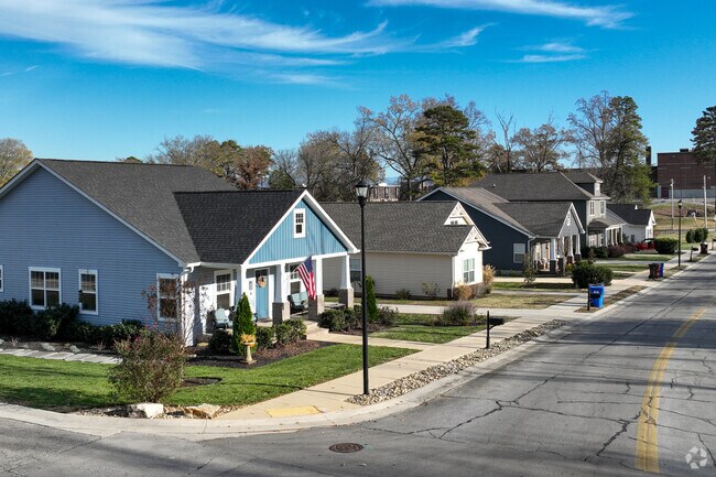 Residential homes with distinct, colorful features add a unique feel to the Alcoa neighborhood.