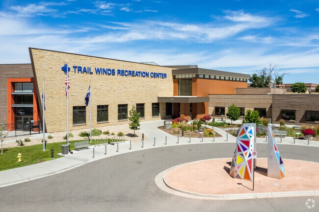 Trail Winds Park and Open Space in Thornton has a popular recreation center which provides indoor facilities such as a climbing wall, walking track and fitness studios.