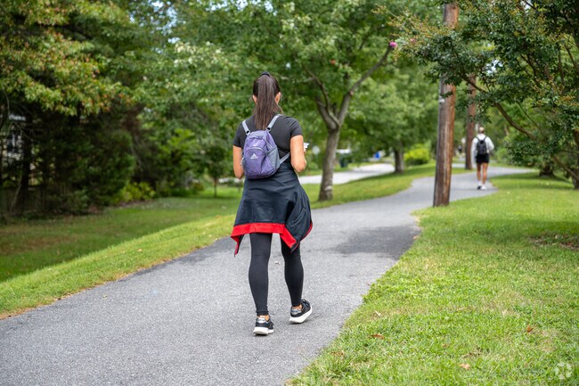 A trolley trail path runs through the center of Calvert Hills, the perfect place to jog or walk.