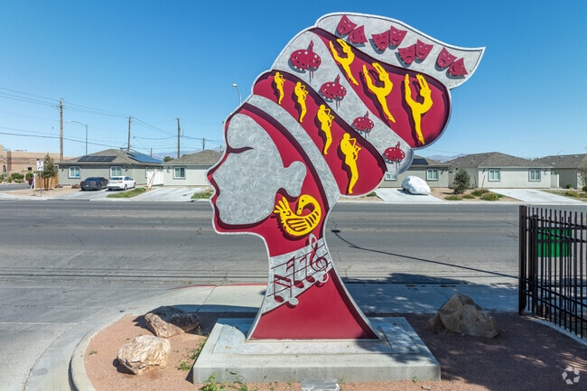 West Las Vegas is an artsy neighborhood with lots of statues and murals.