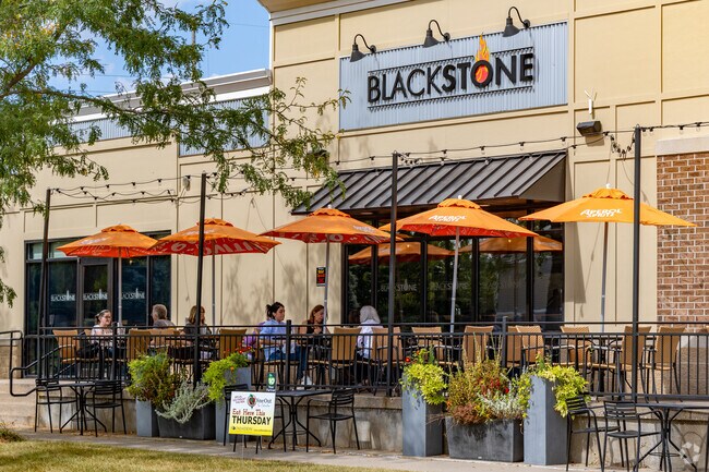 Bluffwood residents can enjoy lunch on the patio at nearby BlackStone.