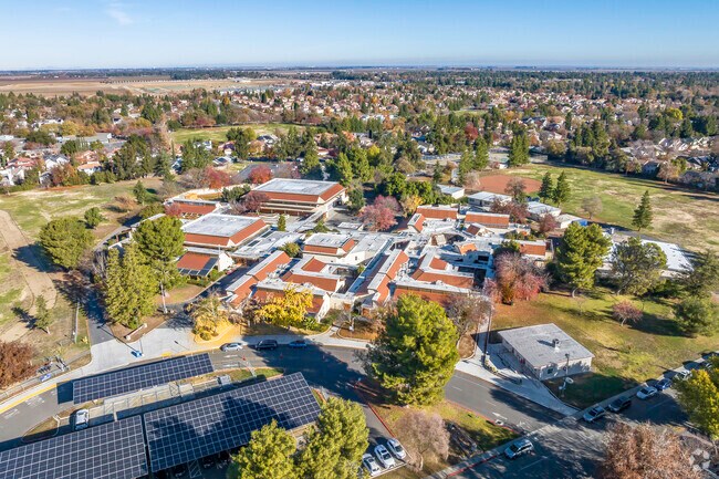 Ralph Waldo Emerson Junior High School offers a sprawling campus when viewed from above.