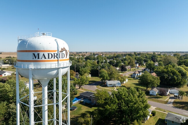 Madrid’s water tower anchors the skyline.
