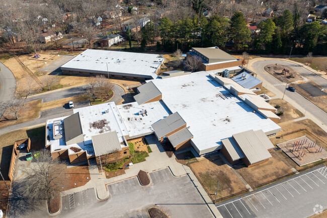An aerial view of C.C. Wells Elementary School.