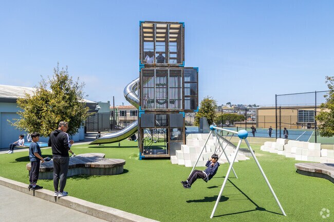 Kids love the swings at Alice Chalmers Playground near Crocker Amazon.