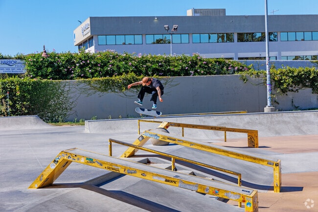 Skaters test their skills at Jonce Thomas Park’s ramps in Harbor City.