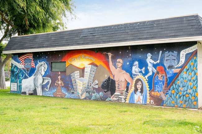 John F. Kennedy Park in Pomona features colorful wall art installations.