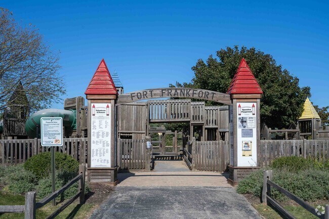 The kids love playing in Fort Frankfort in Commissioners Park near Lakeview Estates.