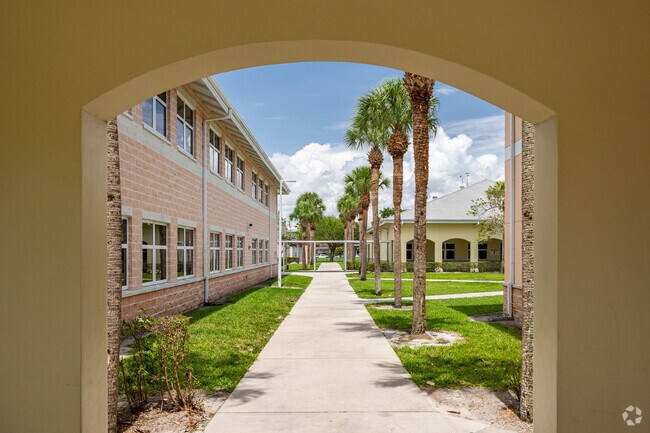 Gulfview Middle School in Naples has covered walkways and outdoor corridors.