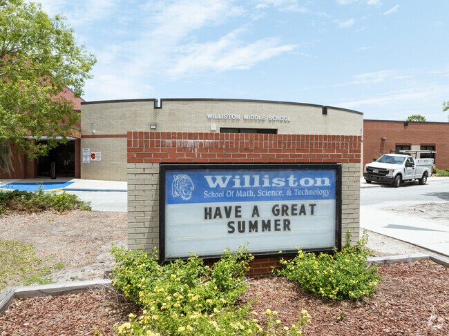 The signboard at Williston Middle School keeps parents from Forest Hills North informed.