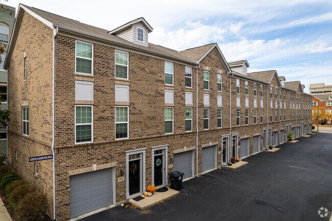 Brick townhomes with garages can be found in Downtown Dayton.