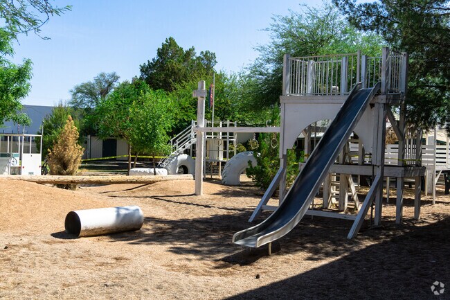The playset at Highland Free School was crafted specifically for the Barrio San Antonio school.