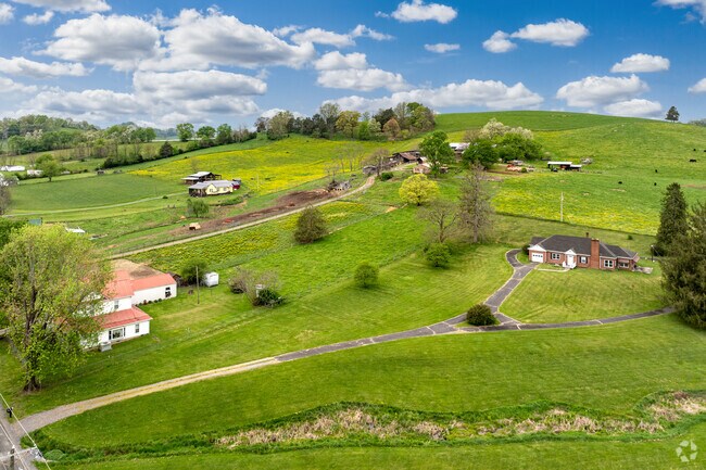 Farmhouses on large parcels of land can be found the further you get from downtown Meadowview.