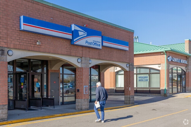 The local post office near Braintree Highlands serves residents mailing packages.