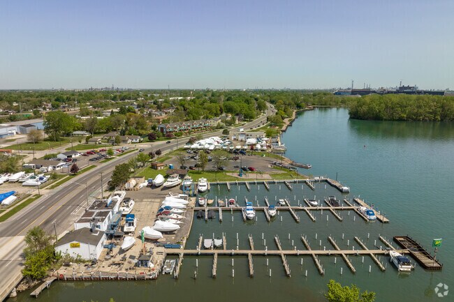 Marinas and boat launches can be found off of the Detroit River shoreline in Ecorse.