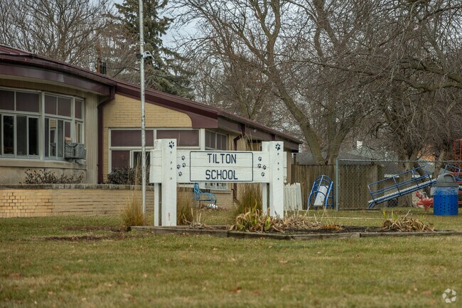 Tilton Elementary School is hidden within a small older neighborhood.