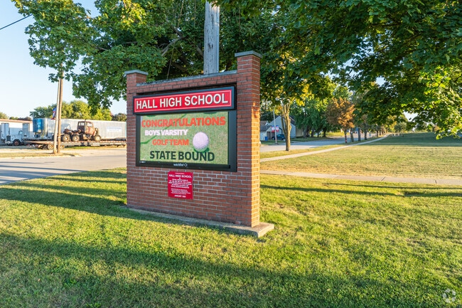 Hall High School serves grades 9-12.