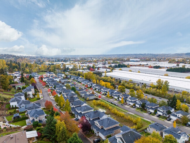 Overlooking a modern neighborhood and industrial areas of Kent, Washington.