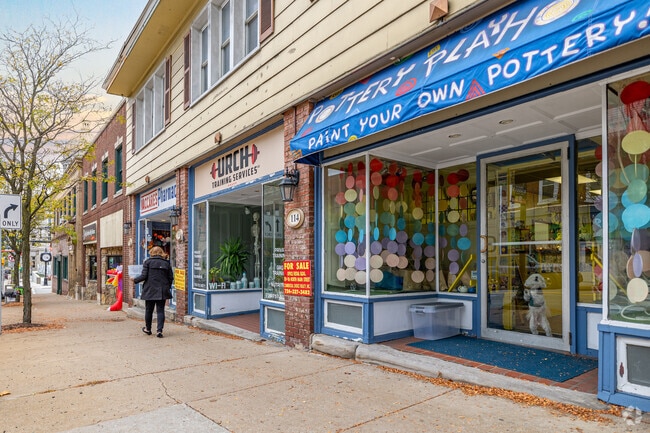 Shops line the downtown strip of Greensburg, PA.