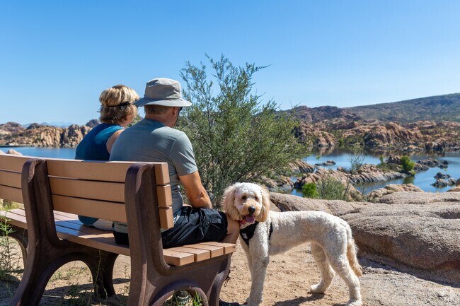 Visitors of Watson Lake go for the hiking trails and serene views.