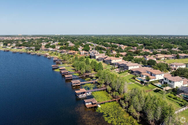 Custom waterfront homes in Dr. Phillips offer breathtaking views.