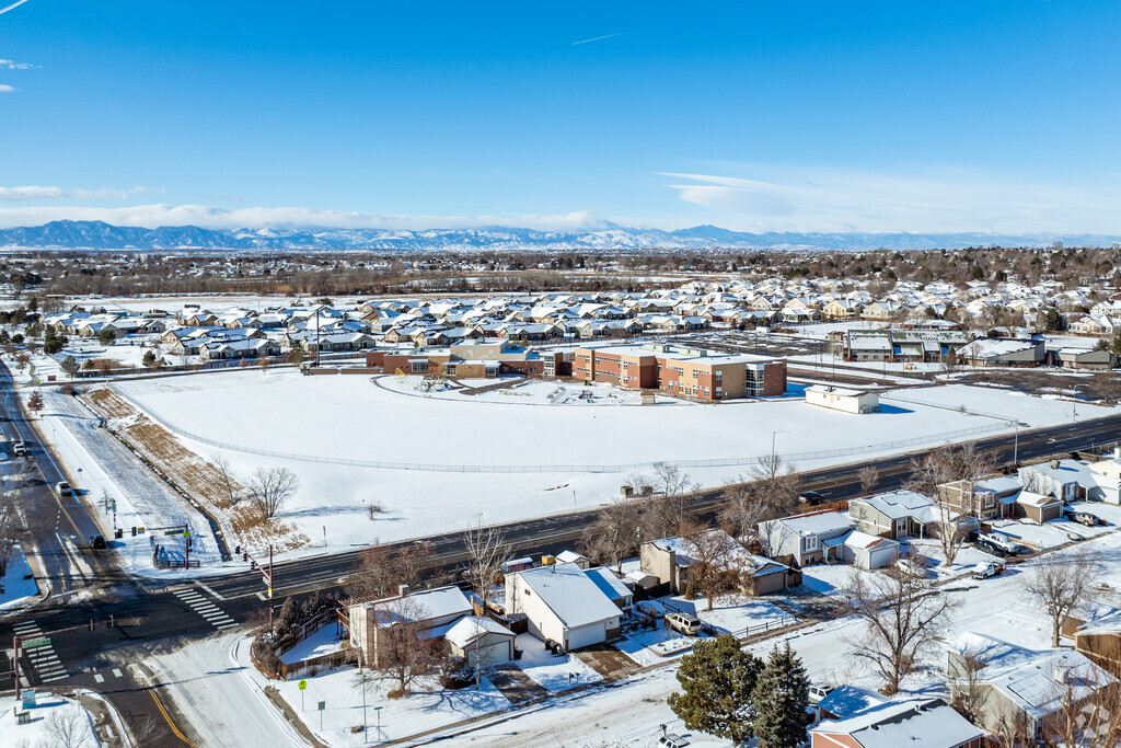 Homes surround Stellar Elementary School in Thornton, Colorado.