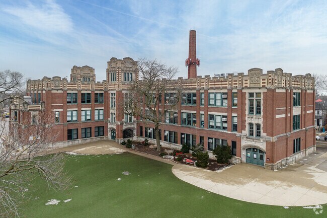 Bell Elementary school entrance and green space.