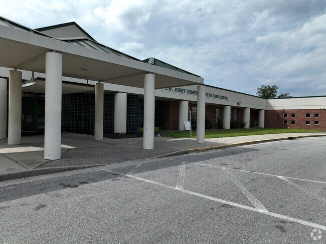 Covered and shaded Entrance to the Josey High School in Augusta, GA.