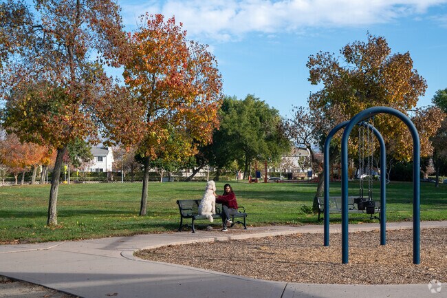 Enjoying serene moments with her furry companion at Warterford Park.