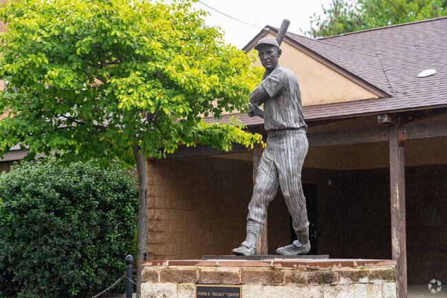Town baseball legend Mickey Vernon is honored with a statue just south of Trainer.