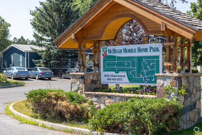 Welcoming entrance to McHugh Mobile Home Park in North Central, Helena.