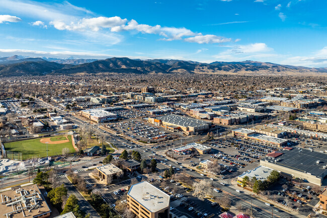 The city of Boulder sits about 30 miles northwest of Denver along the Rocky Mountain foothills.