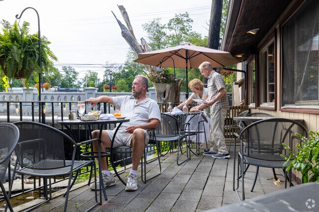 The garden patio at Canterbury Brook Inn is the perfect spot to try some Swiss cuisine.