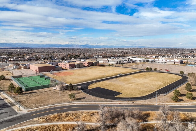 The rear sports fields at Silver Hills Middle School in Westminster, Colorado.