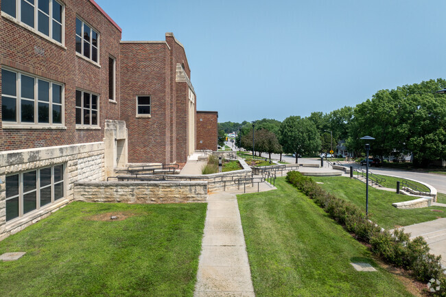 Wamego High School has several sidewalks around the property.