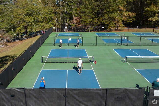 Flat Creek Country Club in Peachtree City boasts pickleball courts for residents to enjoy.