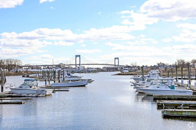 At The Hammonds Cove Marina in Throggs Neck boaters have an amazing view of the bridge.