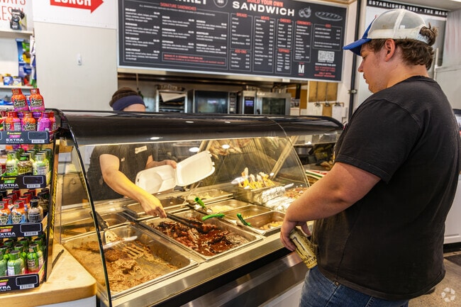 The Market at Mill Creek is a gas station which also serves salads and sandwiches.