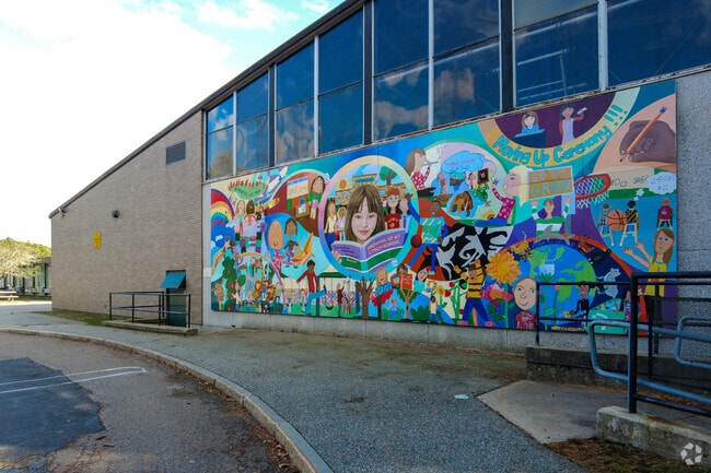 The fifth grade mural draws the attention of all students at Lynch Elementary School.