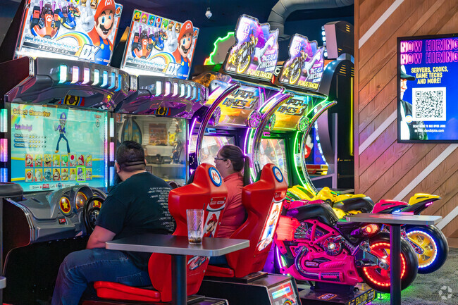 The residents of Riverside love playing arcade games and dining at Dave & Buster's.