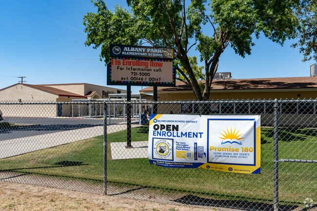 The sign in front of Albany Park Elementary School keeps students and parents current on events.