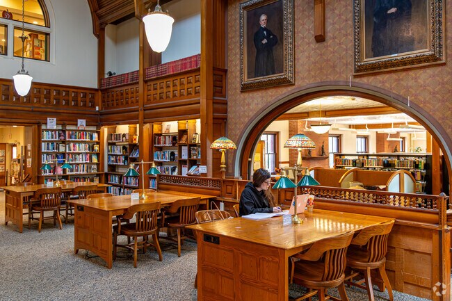 Nevins Library offers quiet study spaces and a strong local history collection.
