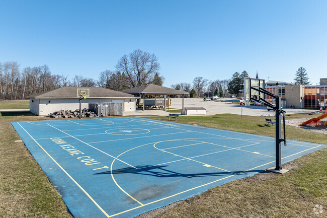 Students can play basketball at St. Matthew School.